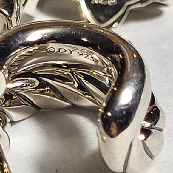 David Yurman Silver Double Hoop  Huggie Earrings.  #238 - Picture 9 of 15